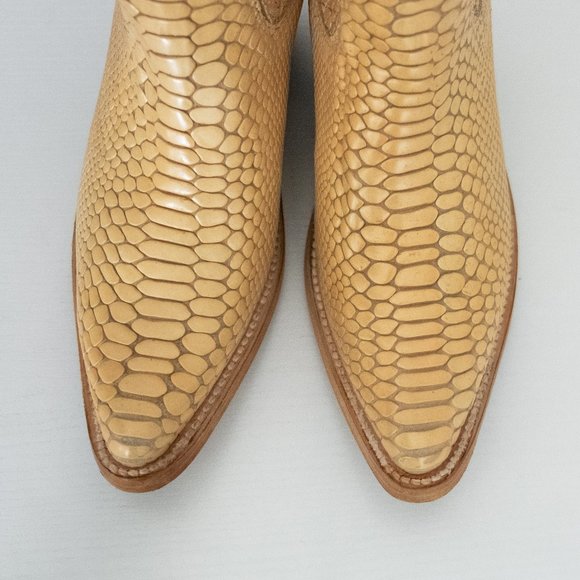 Freebird by Steven Faith Golden Yellow Snakeskin Cowboy Leather Ankle Boots - Picture 5 of 8